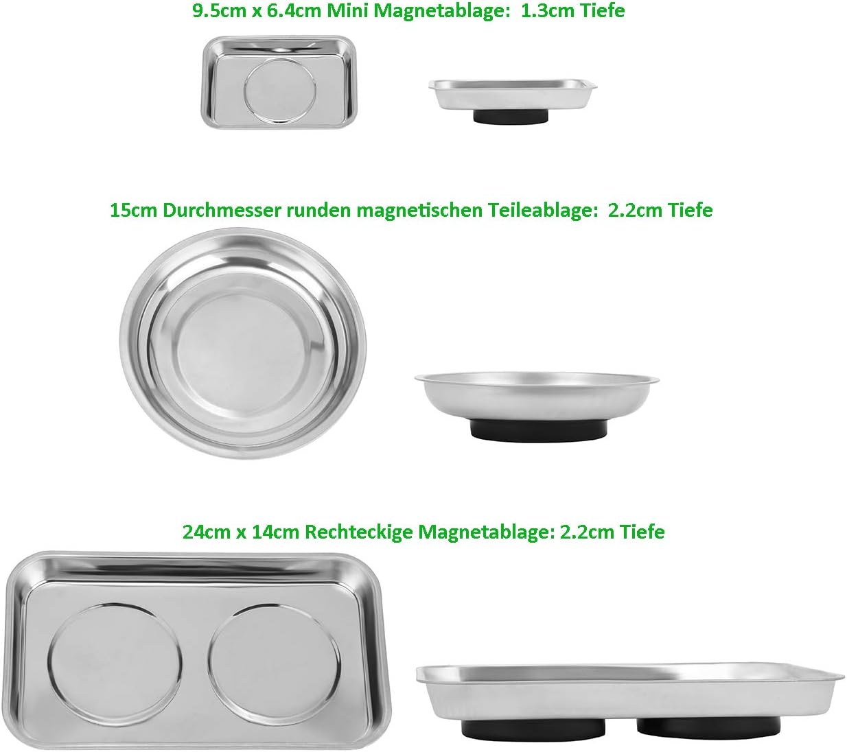 3-teiliges magnetische Werkzeugschalen-Set, 24cmx14cm, 15cm, 9.5cmx6.4cm