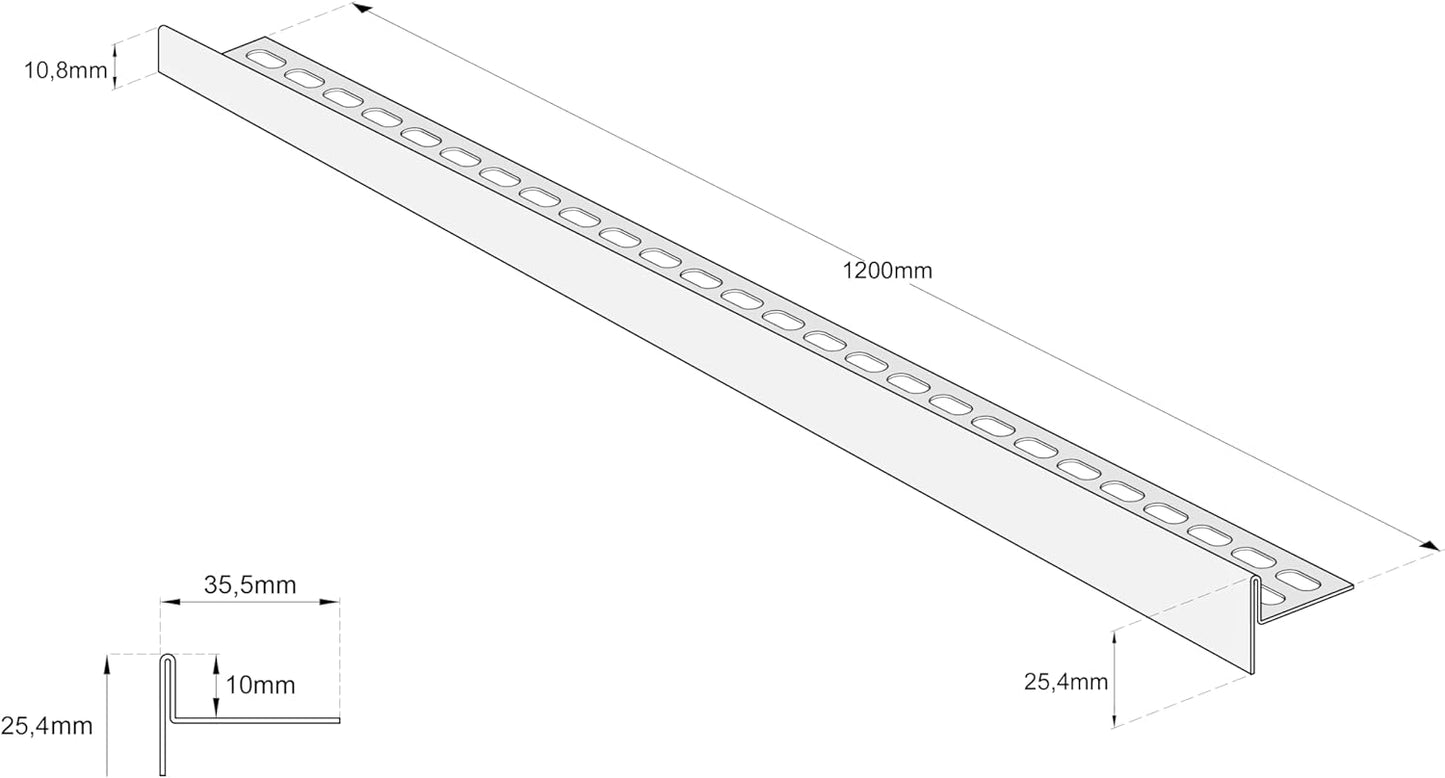 Gefälleprofil für begehbare Dusche, 120cm x 8/10 mm (Fliese/Kante) Links
