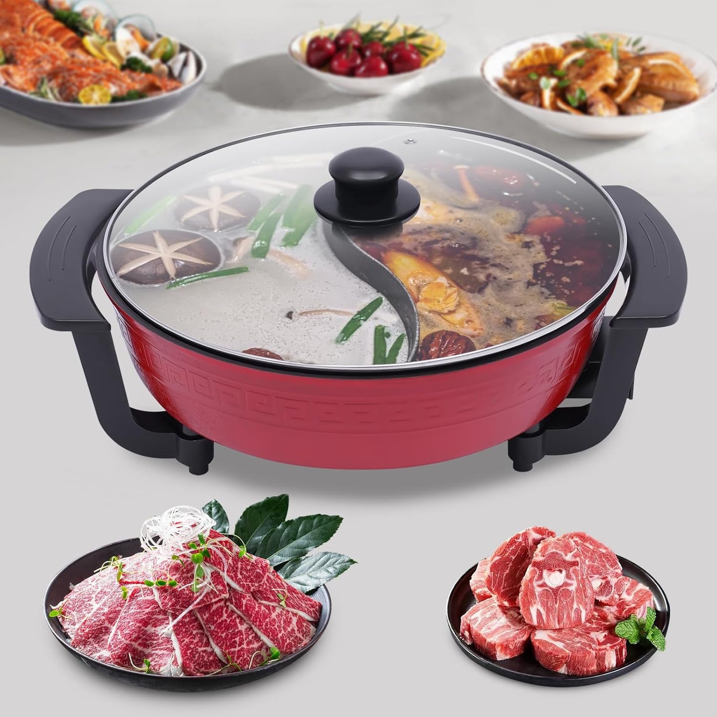 Elektrischer Doppel-Hotpot mit Deckel