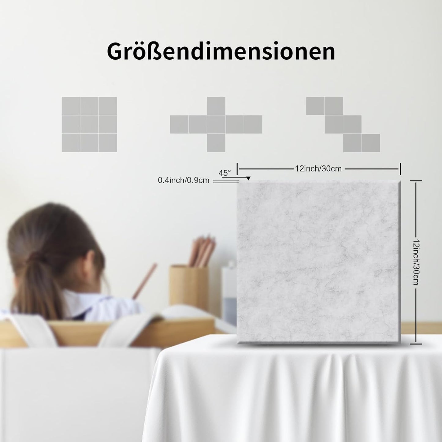 18-teiliges selbstklebendes Akustikplatten Set, 18 Stück silbergrau