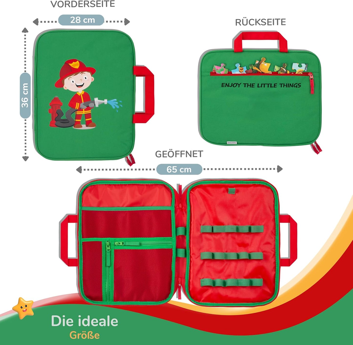 Tasche für Edurino, Tonie & TipToi Zubehör, Felix Feuerwehrmann (Grün)
