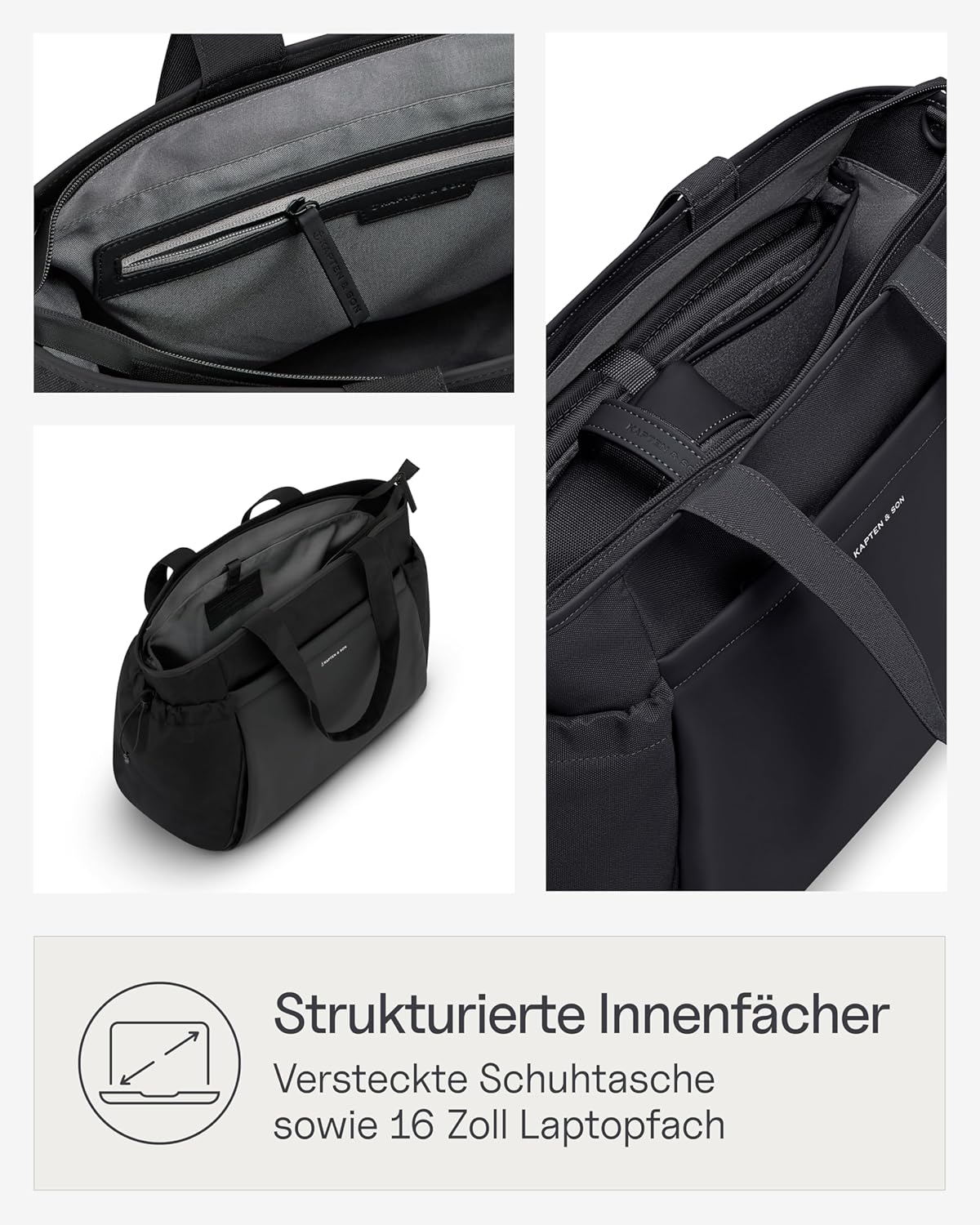 Shopper Wickeltasche mit Kinderwagenbefestigung, All Black 25 L