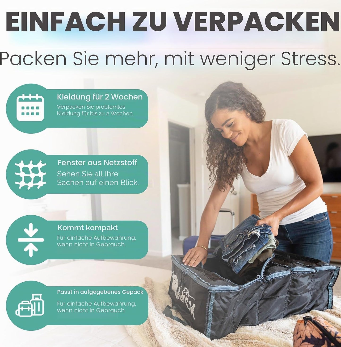 Hängender Gepäck-Organizer, Large (Check-In) Grün