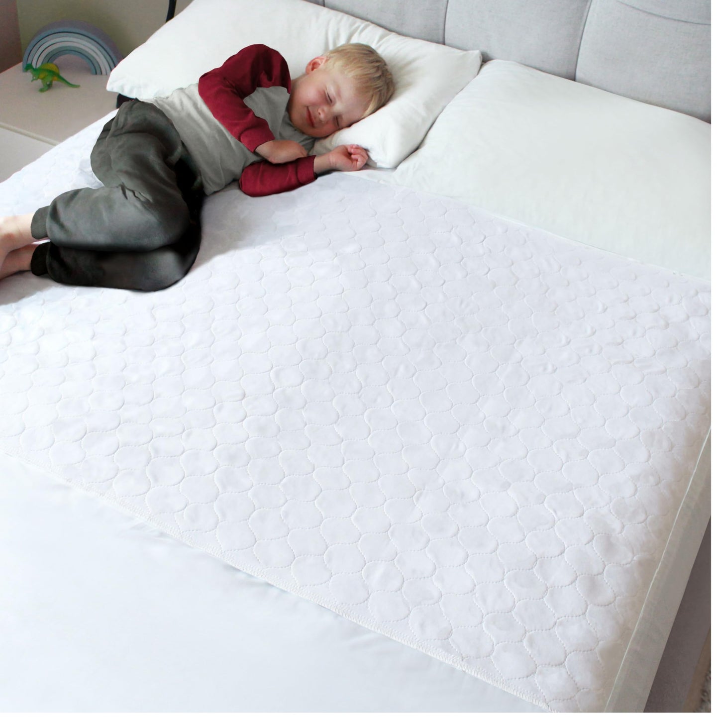 Wasserdichte Bettunterlage für Kinder & Jugendliche (bis 140 cm), Weiss - Gross (Bis 140 Cm Breite) 1er-Pack