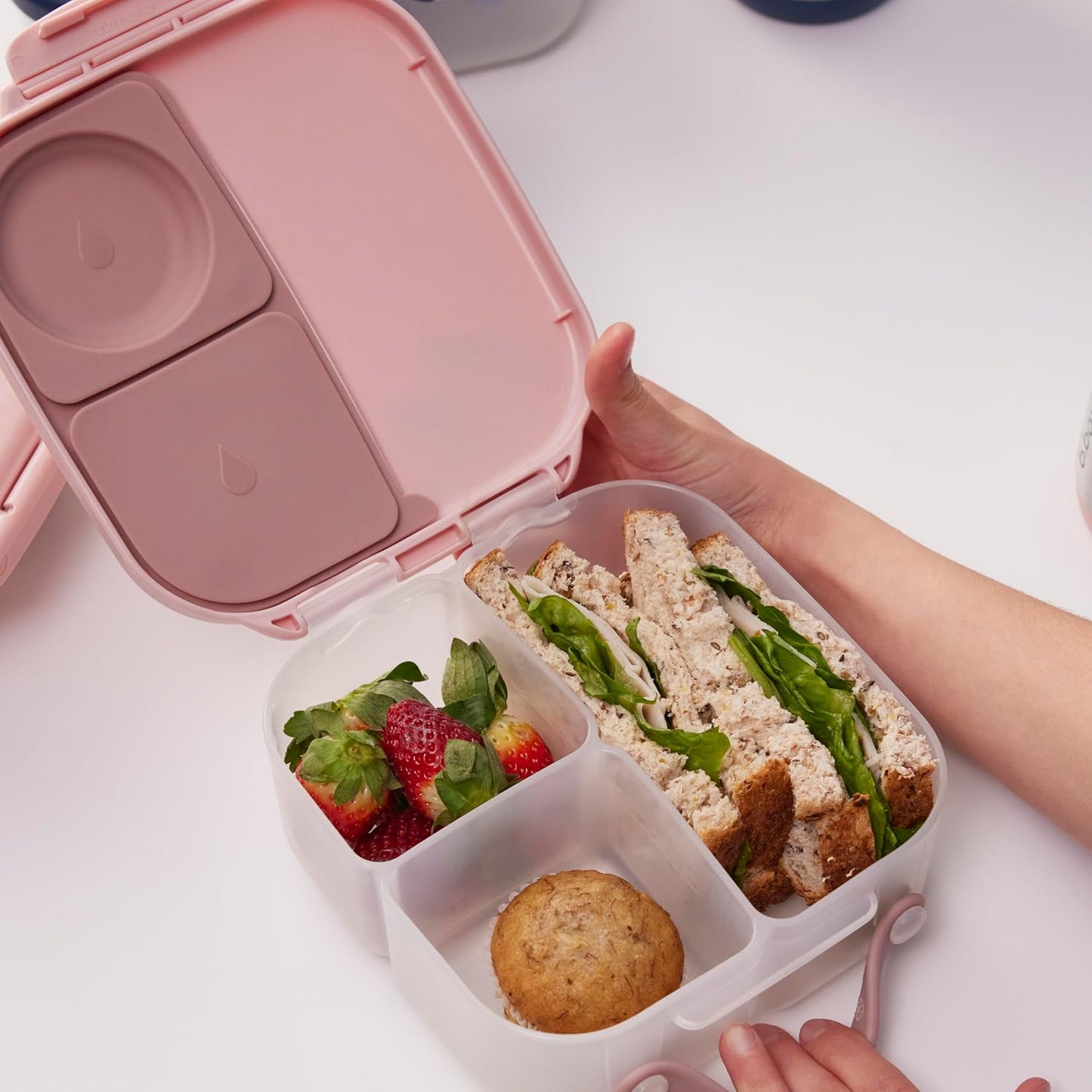 Mini Brotdose Bento-Box mit 3 Fächern, Blush Crush
