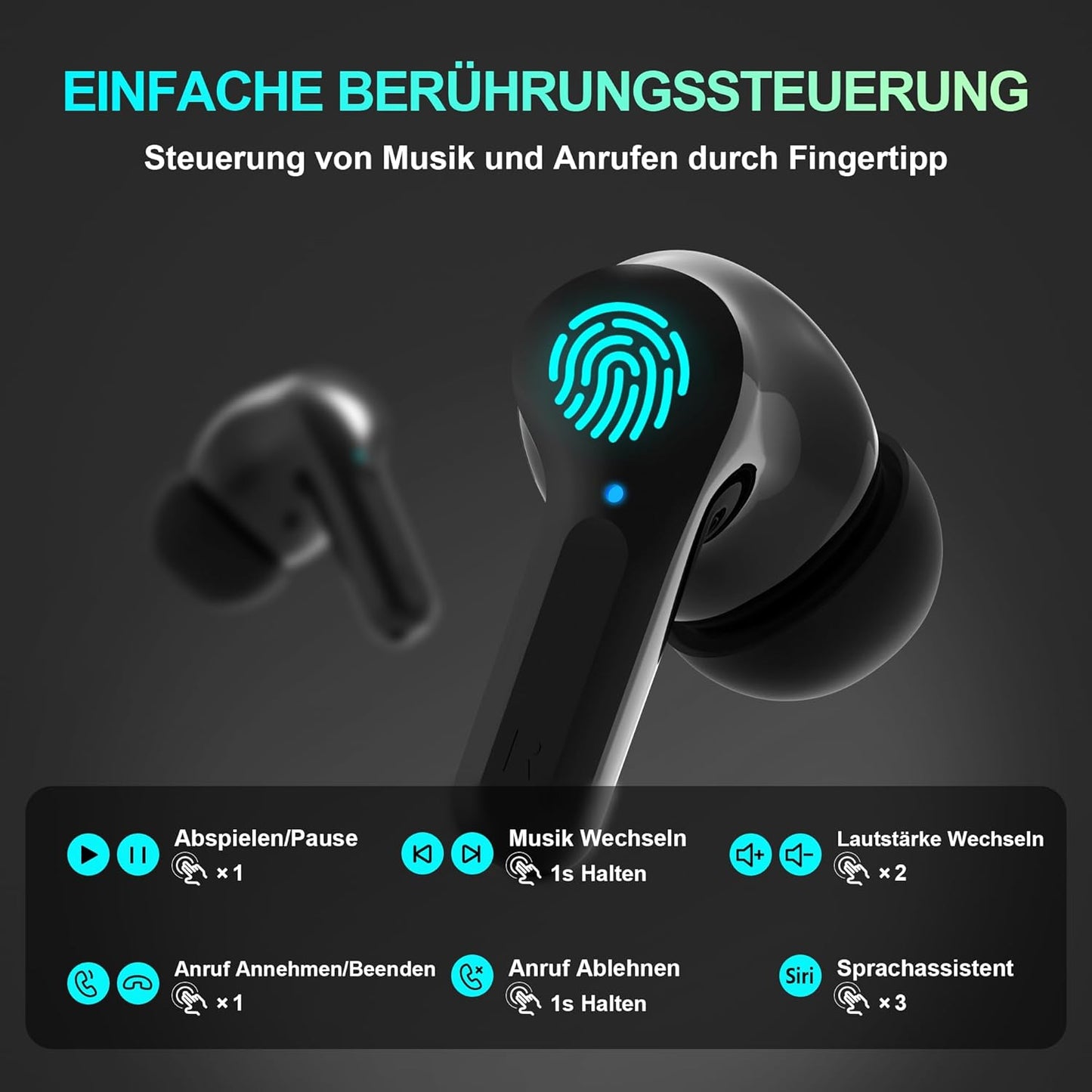i17 In-Ear Kopfhörer mit Noise Cancelling, Schwarz