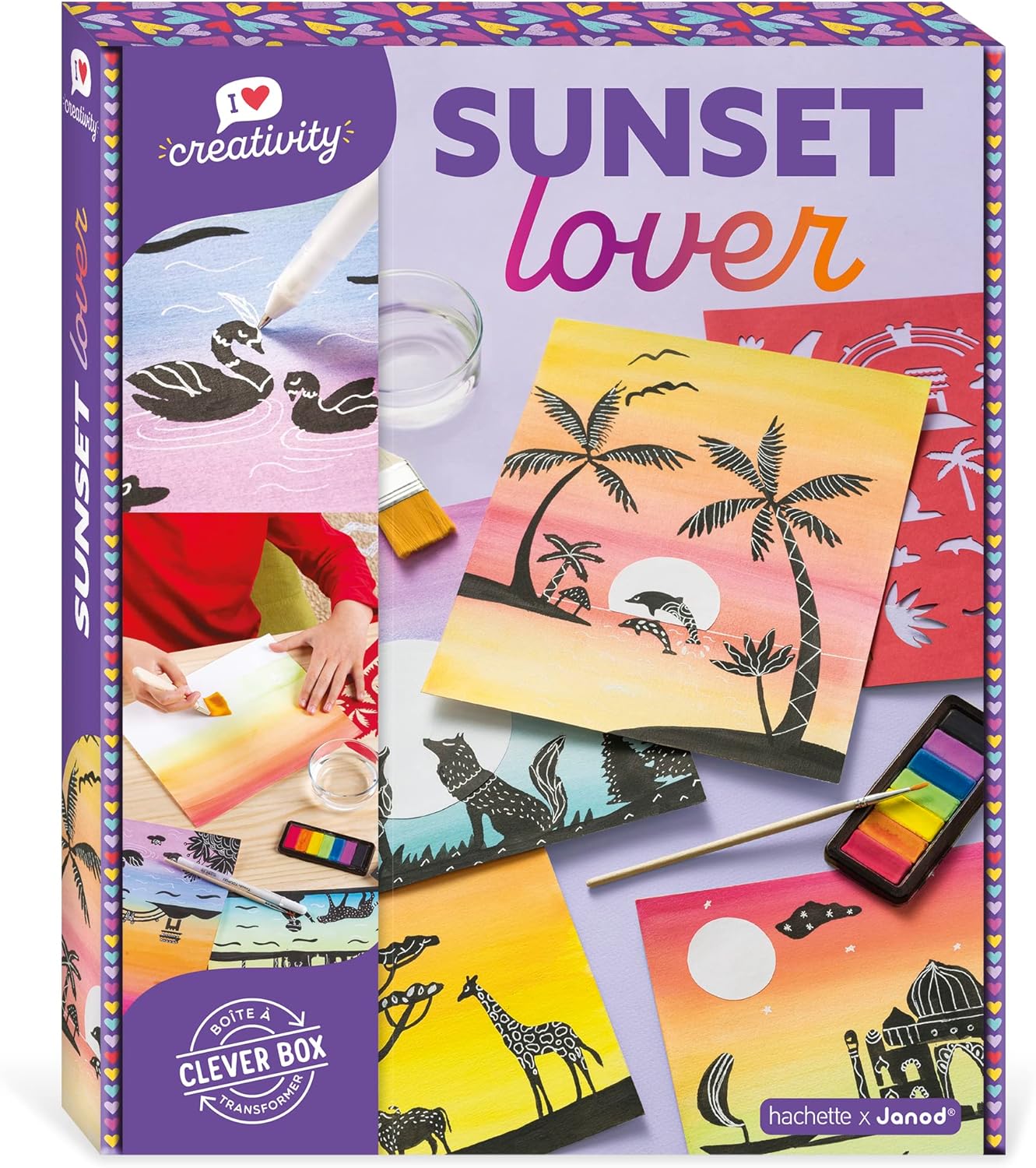 Sunset Lover Aquarell- und Schablonenmalset für Kinder, Sunset Lover