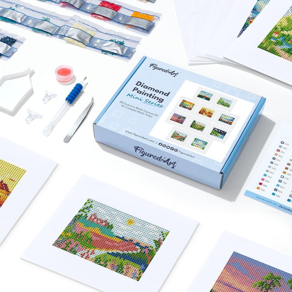 Mini Serie Diamond Painting Set mit 12 Stück, Sommerlandschaften PROBLEMYOUMUSTCHECK