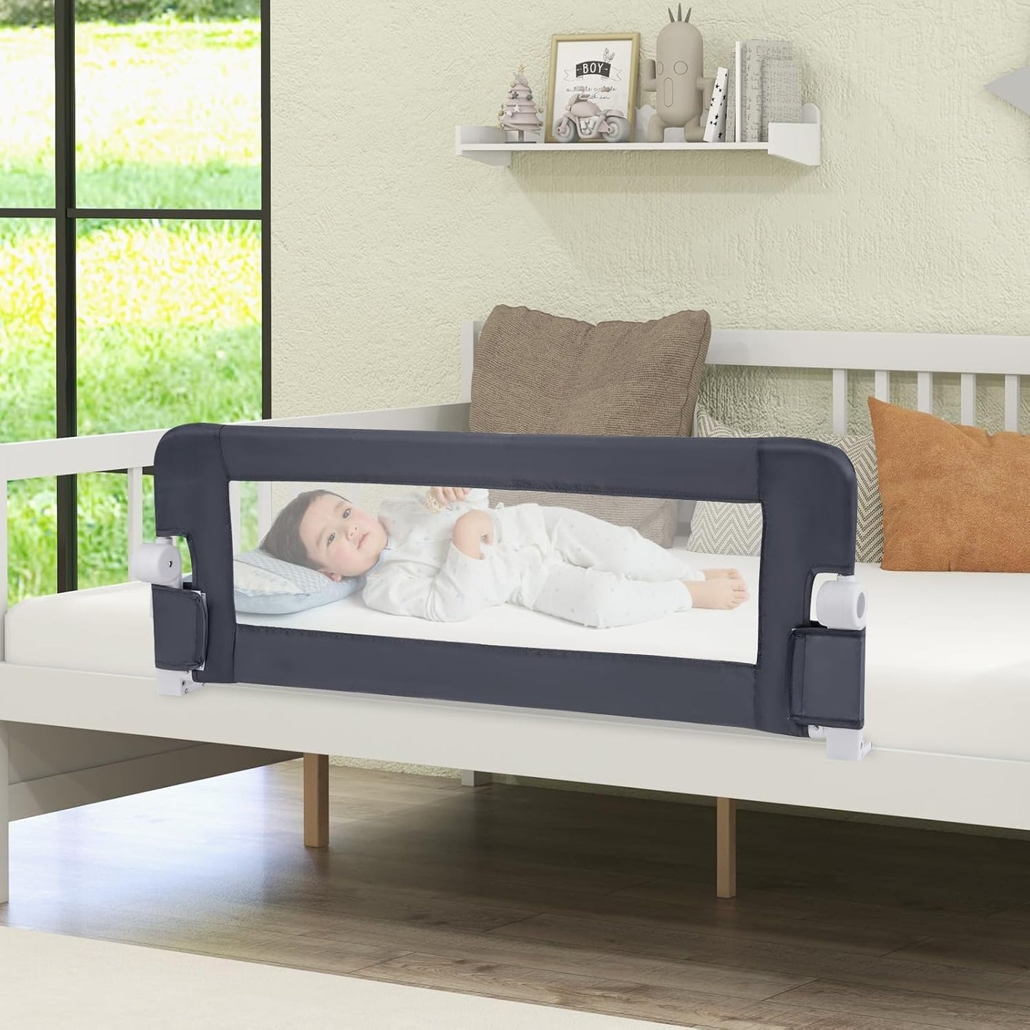 Klappbares Bettgitter, Grau / 120x42cm