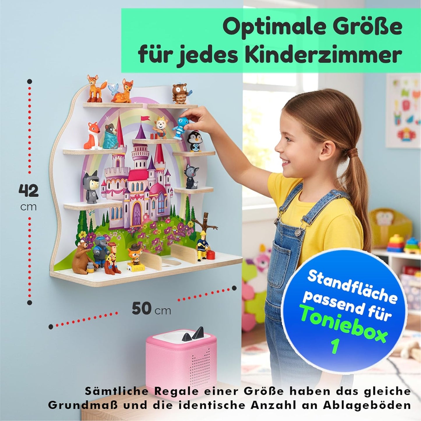 Holzregal für Tonies & Toniebox (35-50 Figuren), Gross Pixelwald Abenteuer