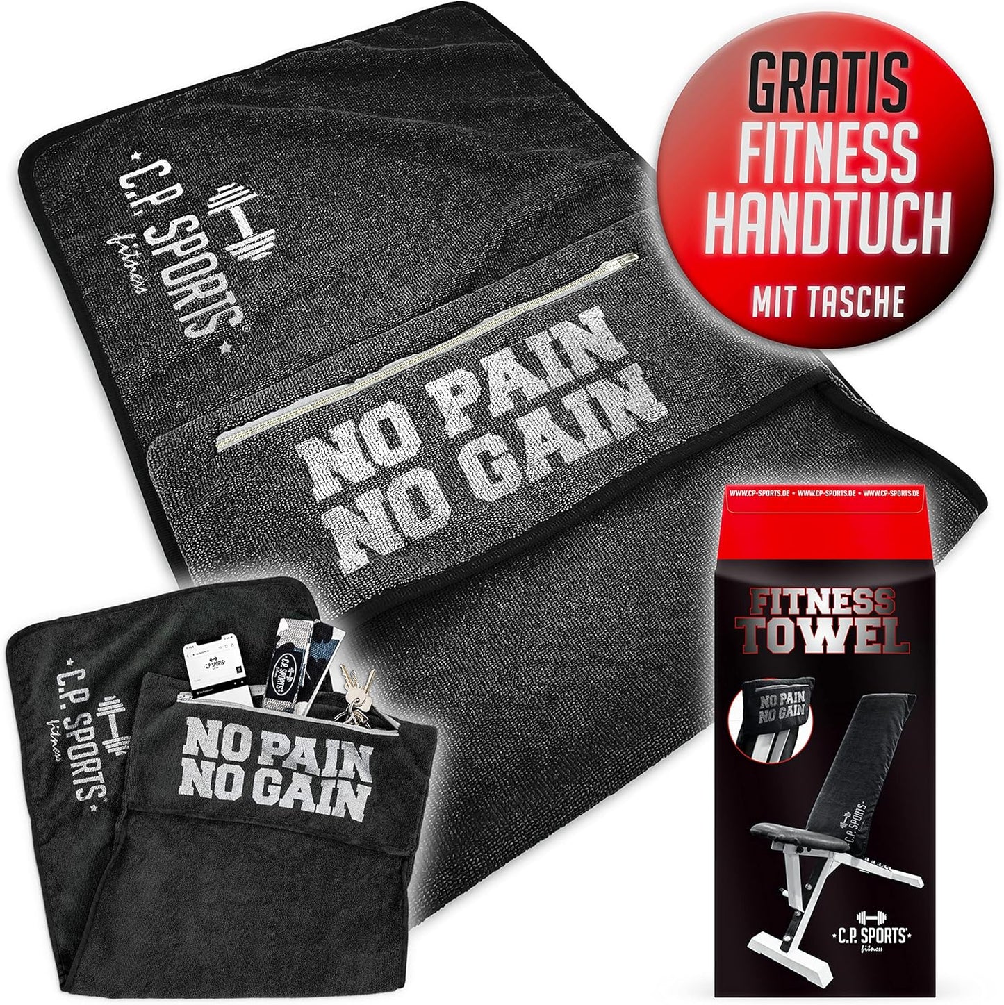 Gymnastikhanteln + Fitness Handtuch Set, 2x 2,5 KG
