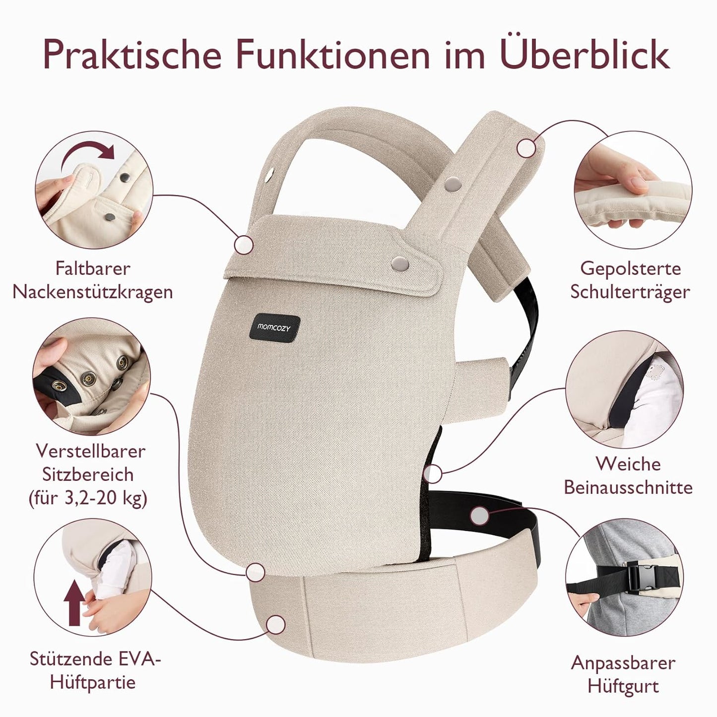 Ergonomische Babytrage (3-24 Monate), Kakifarben