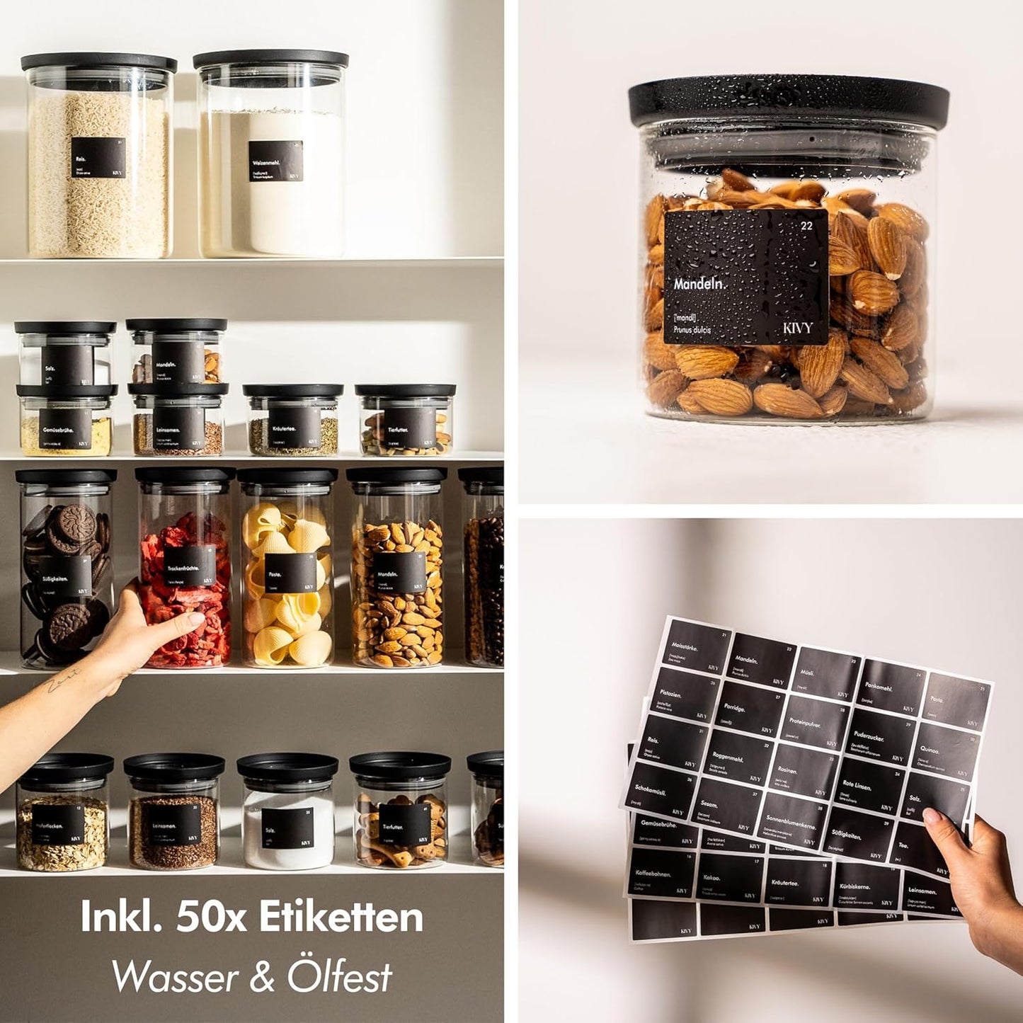 Vorratsgläser mit Glasdeckel (6x 350ml) stapelbar
