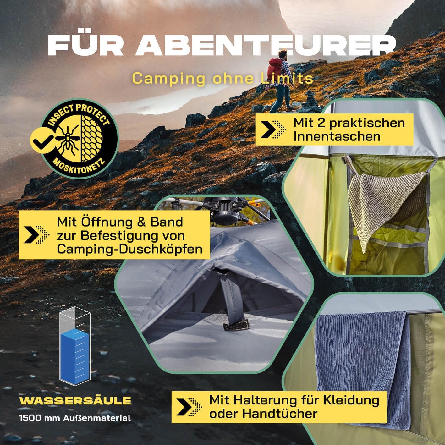 Pop-Up Dusch- und Toilettenzelt, Grün 1 Person