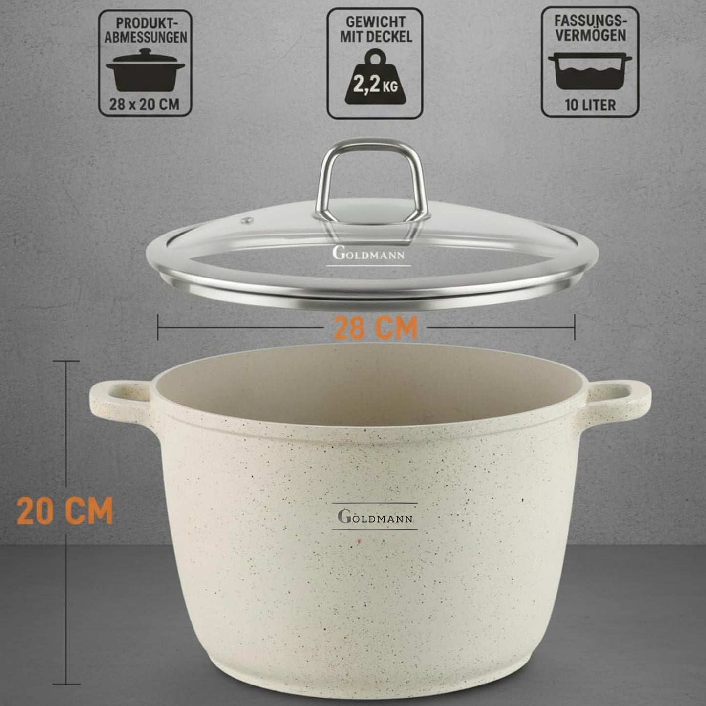 Suppentopf mit Antihaftbeschichtung, Beige 10L - Ø 28 CM