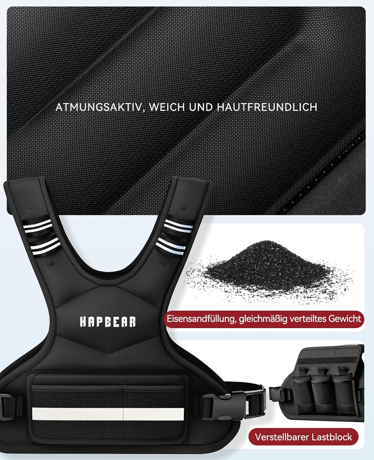 Verstellbare Gewichtsweste, Schwarz 1.8-4.5kg