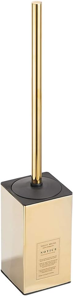 Toilettenbürste mit Halterung, Quadratischer Stand Toilettenbürste Edelstahl Gold