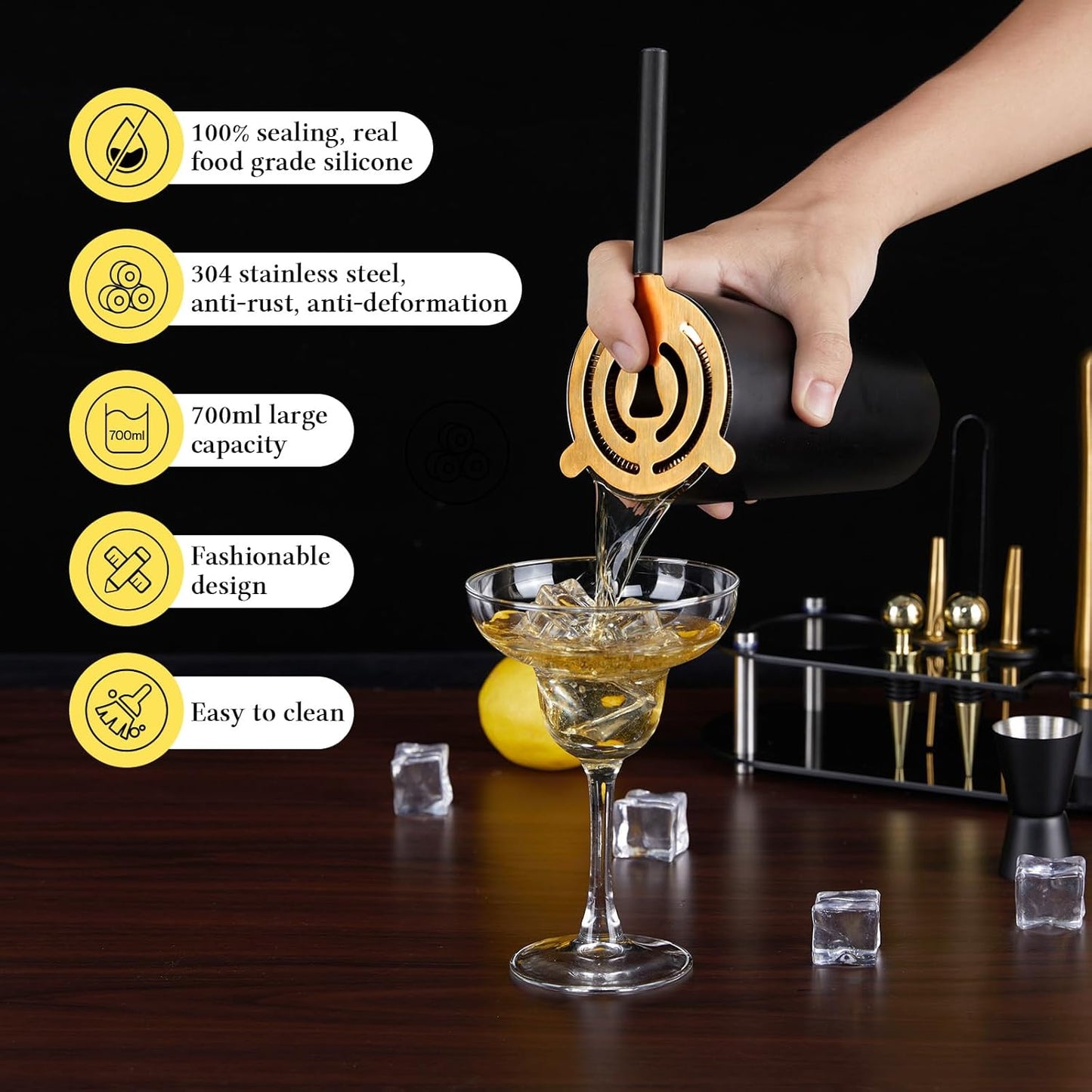 Cocktail Shaker Set, Gold