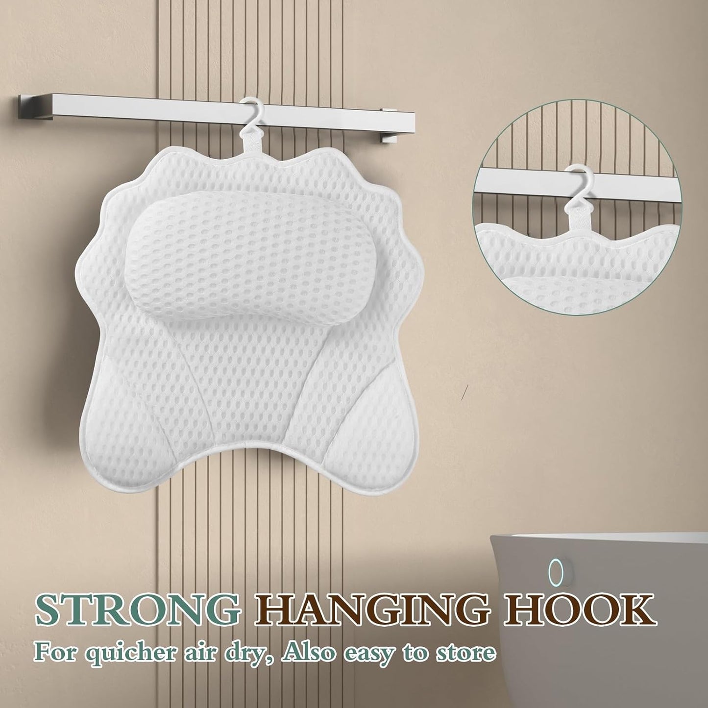 Ergonomisches Badewannenkissen mit Saugnäpfen, 42*44