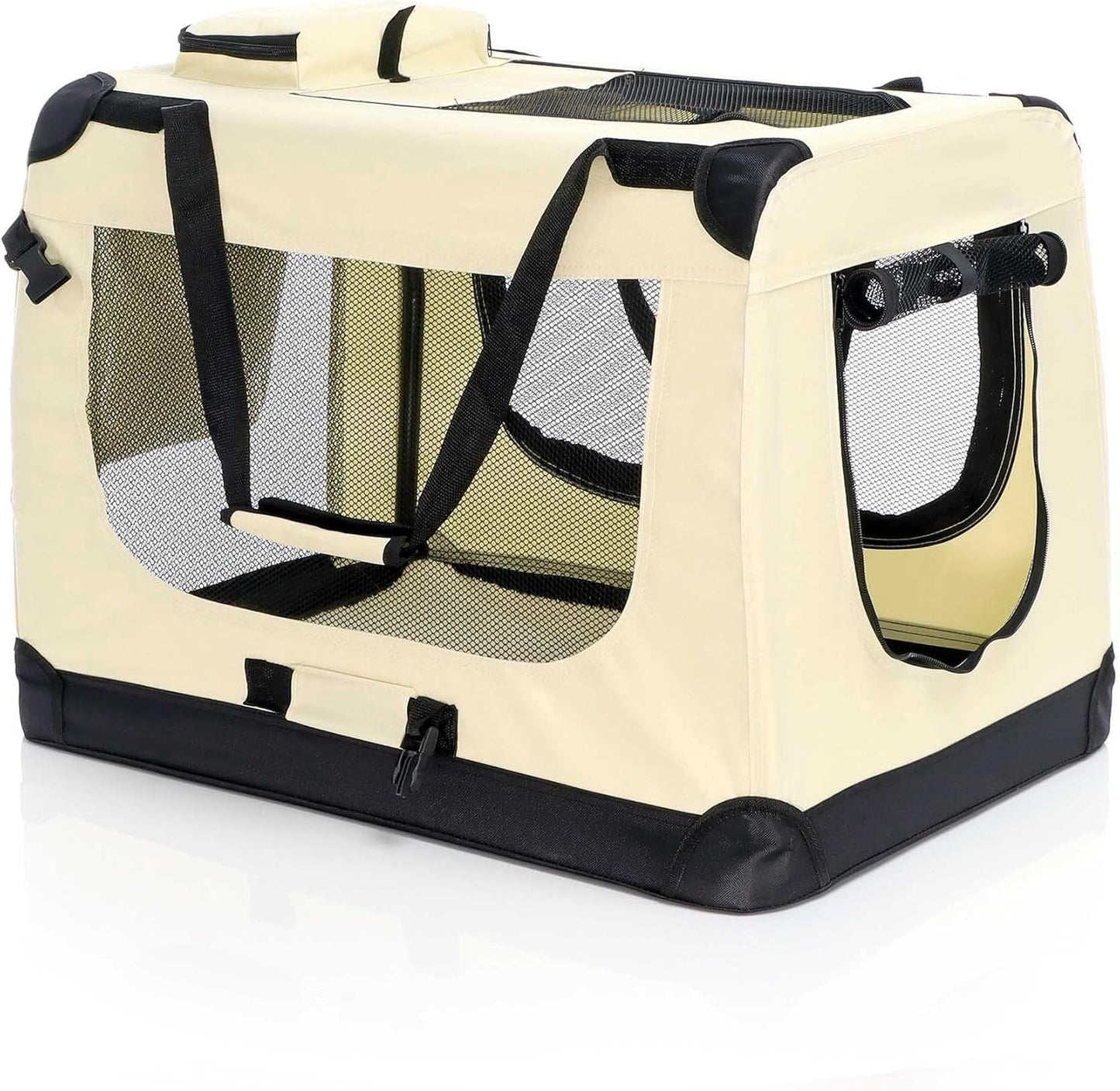 Faltbare Transportbox für Haustiere, 82 x 56 x 58 cm|beige