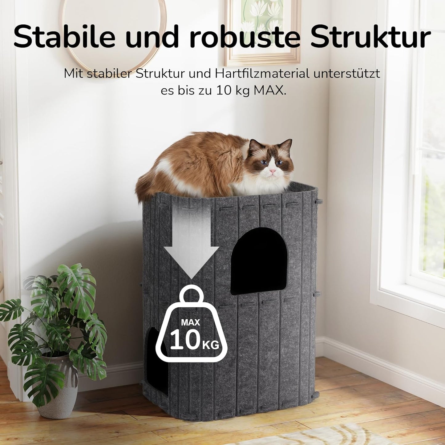 3-stöckige Katzenhöhle, dunkelgrau