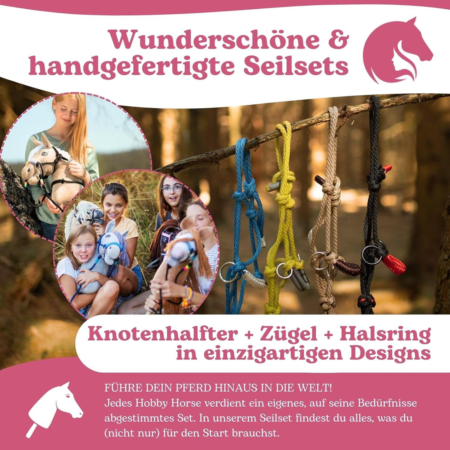 Hobby Horse Zubehör SeilSet für Steckenpferd Grösse M, Regenbogen Medium