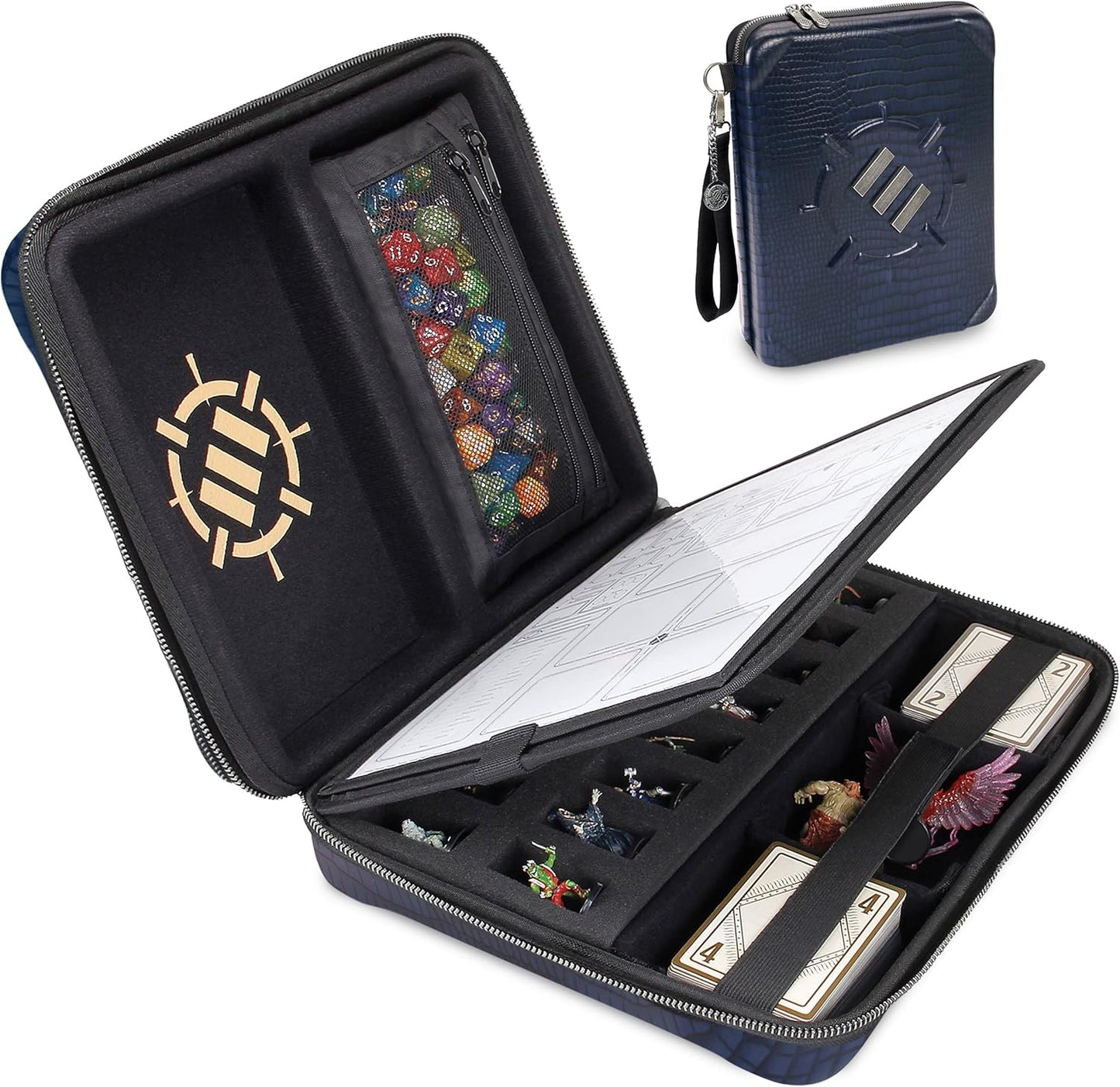 RPG-Organizer-Tasche mit DND-Ordner und Zubehör, Drachen Blau
