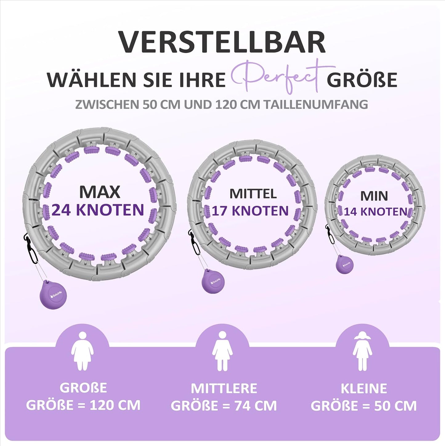 Hula Hoop Reifen mit Gewichtskugel (24-teilig), Hula Lila