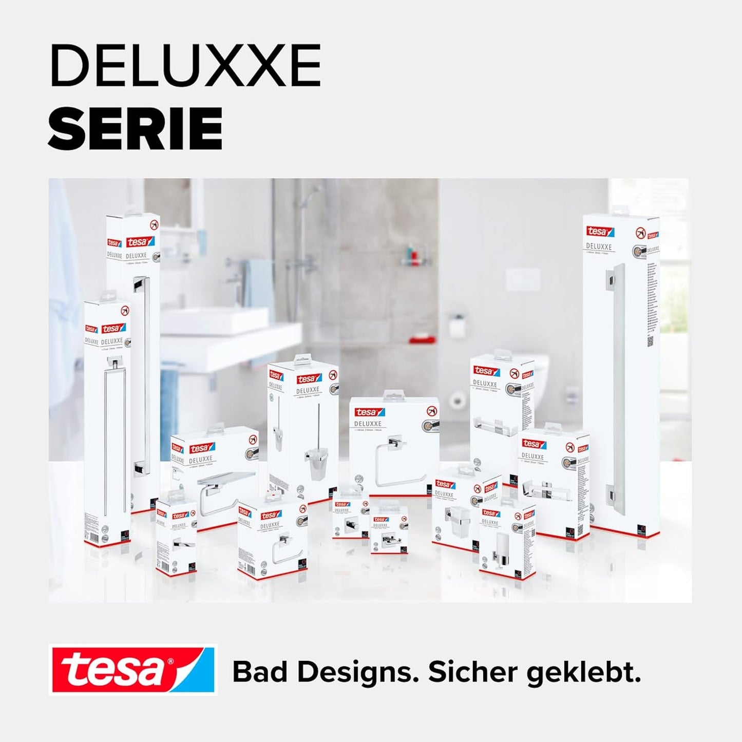 DELUXXE Handtuchstange einfach inkl. Klebelösung ohne Bohren, Handtuchstange