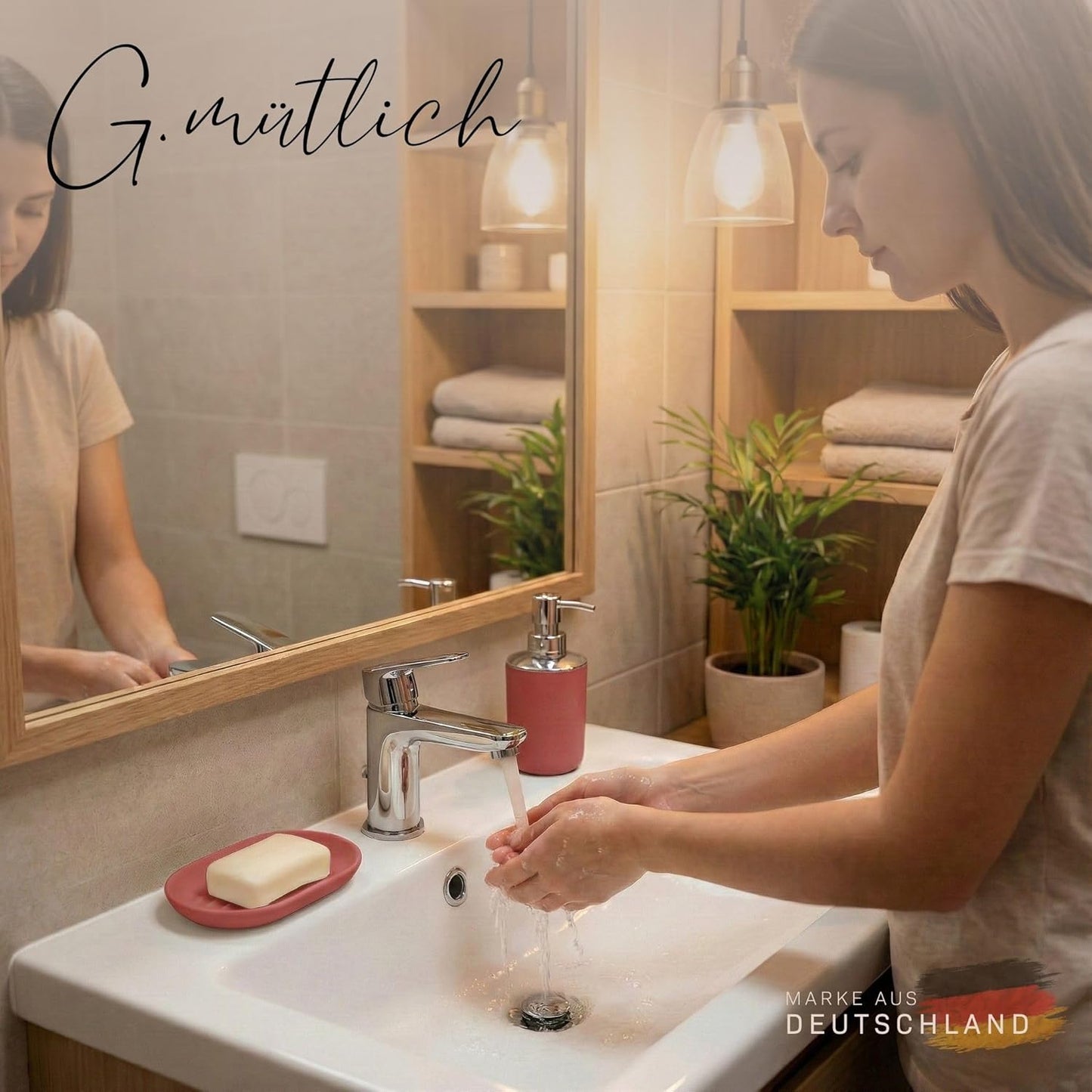 6-teiliges Badezimmer-Zubehörset, Rot