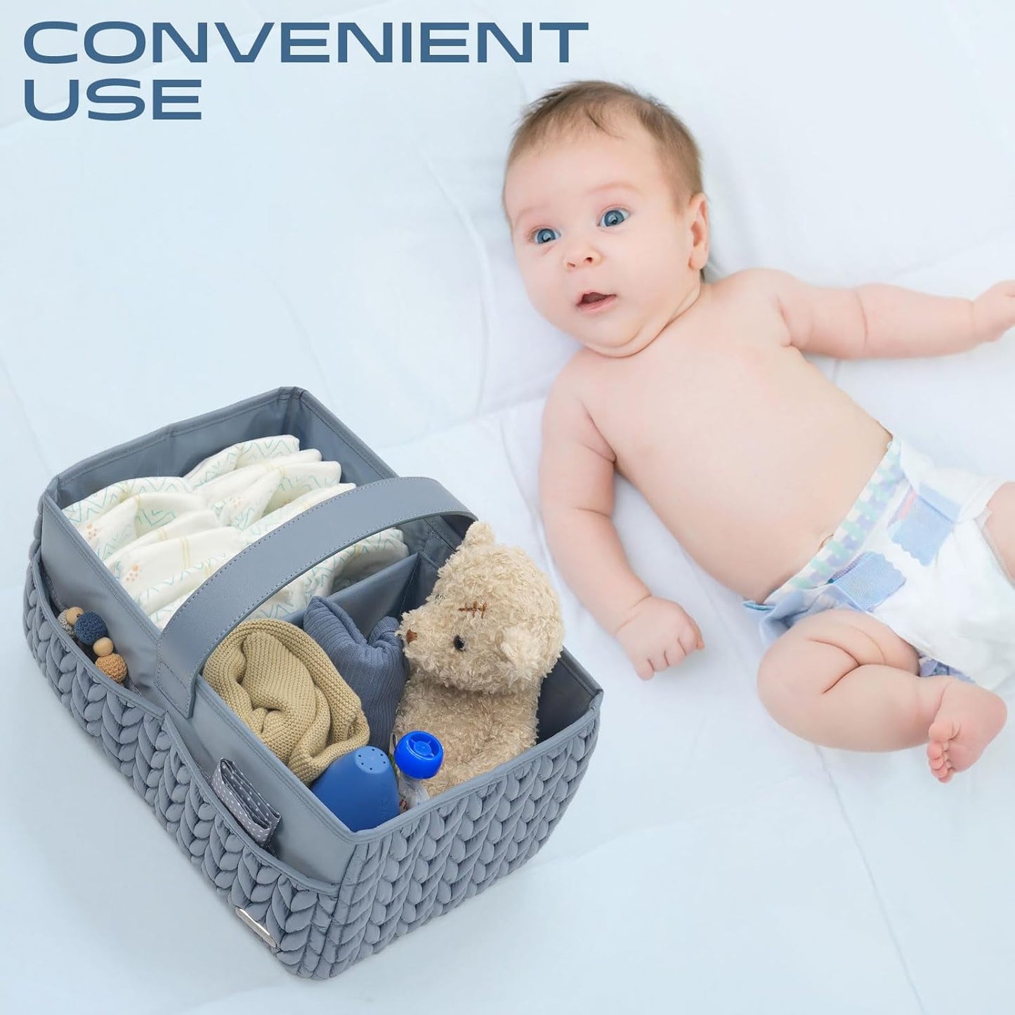 Wickelkorb für Babys und Neugeborene, Aschblau