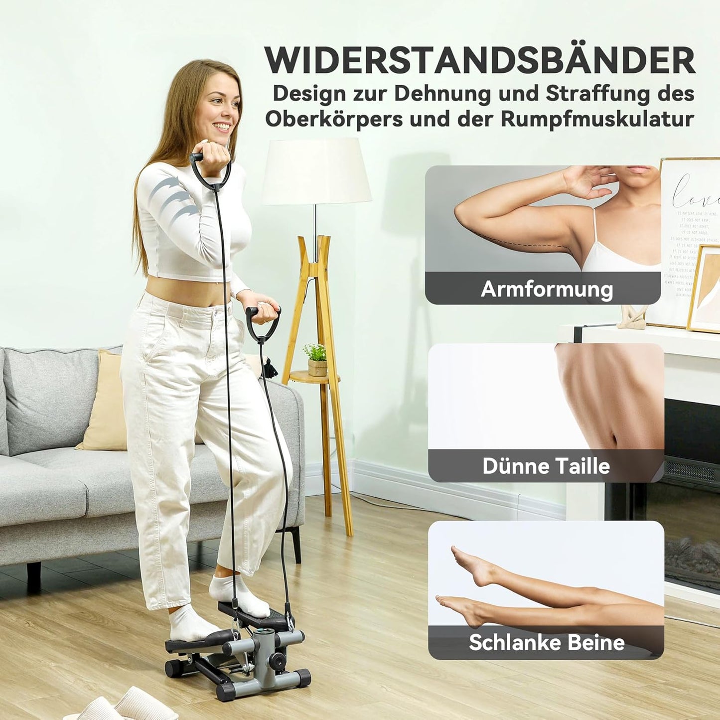 Mini-Stepper mit Power Ropes und LCD-Display