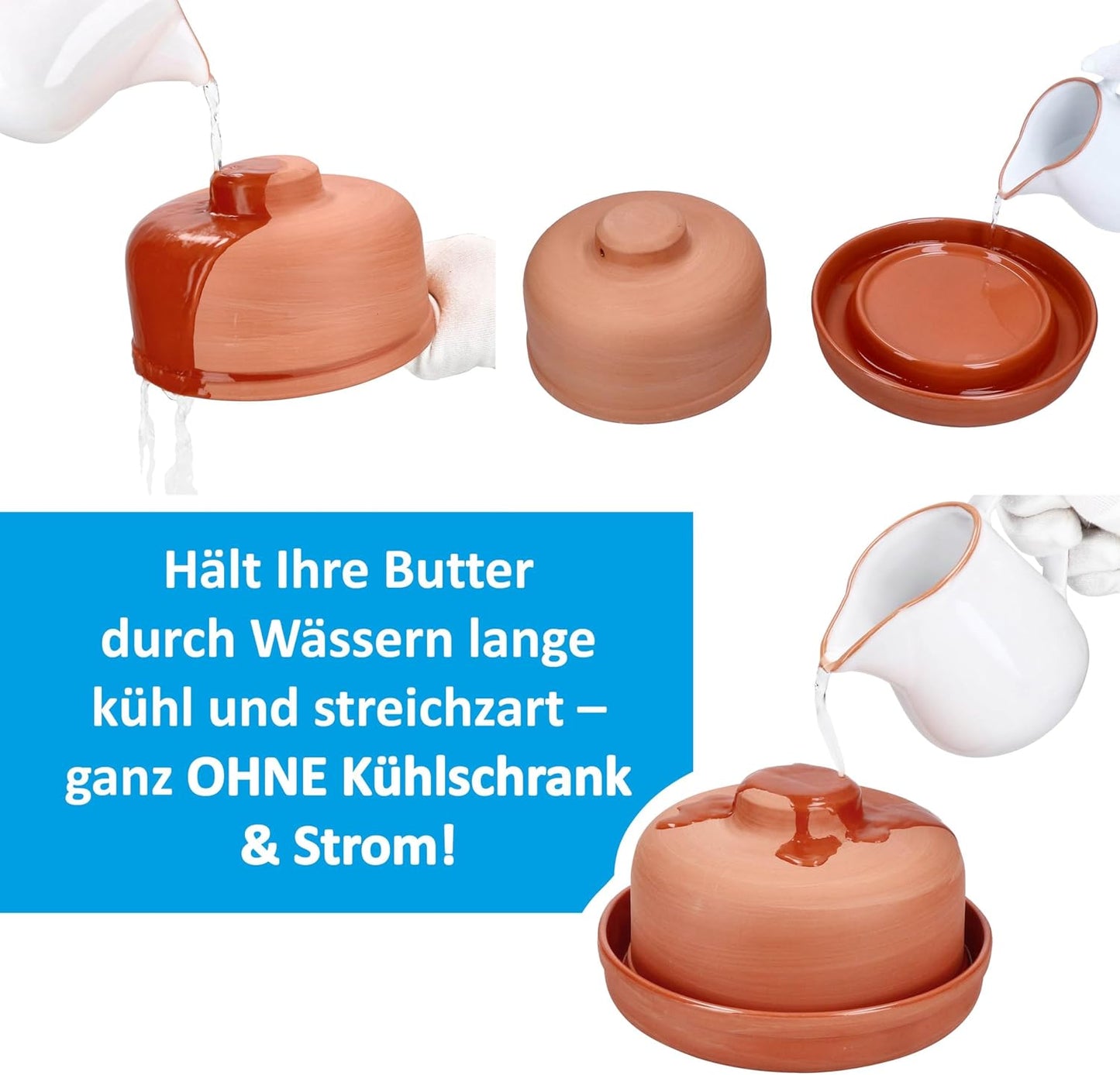 Terrakotta Butterdose mit Deckel (2-teilig)