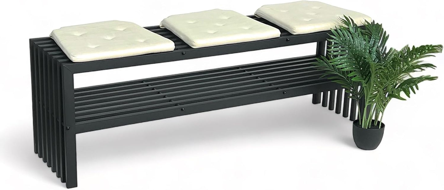 Kaminholzregal mit Sitzbank