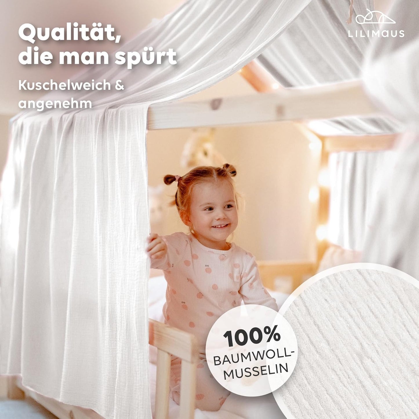 Betthimmel-Set, Weiss 2er Set 67 x 270cm