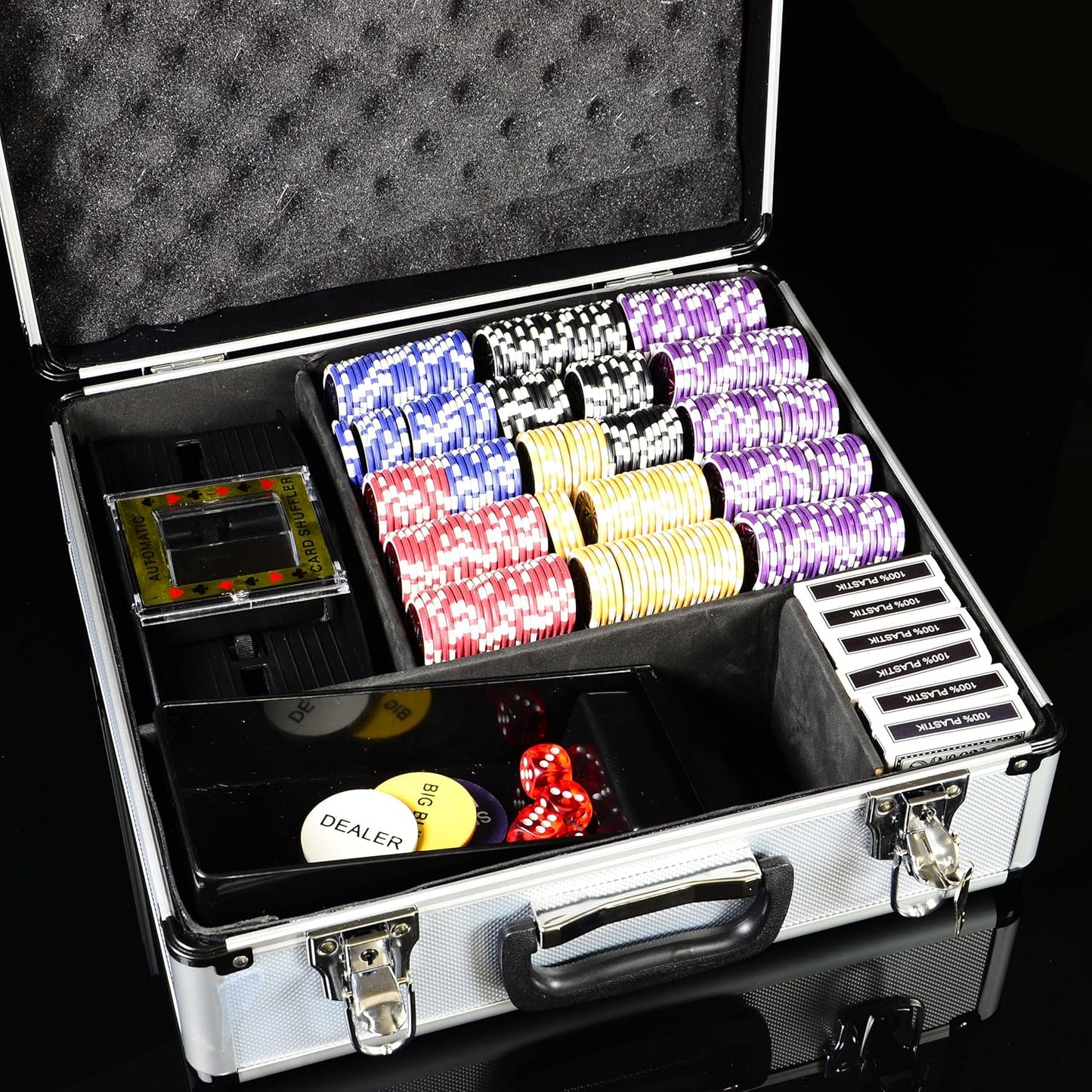 DeLuxe Pokerkoffer mit 600 Chips & Zubehör-Set