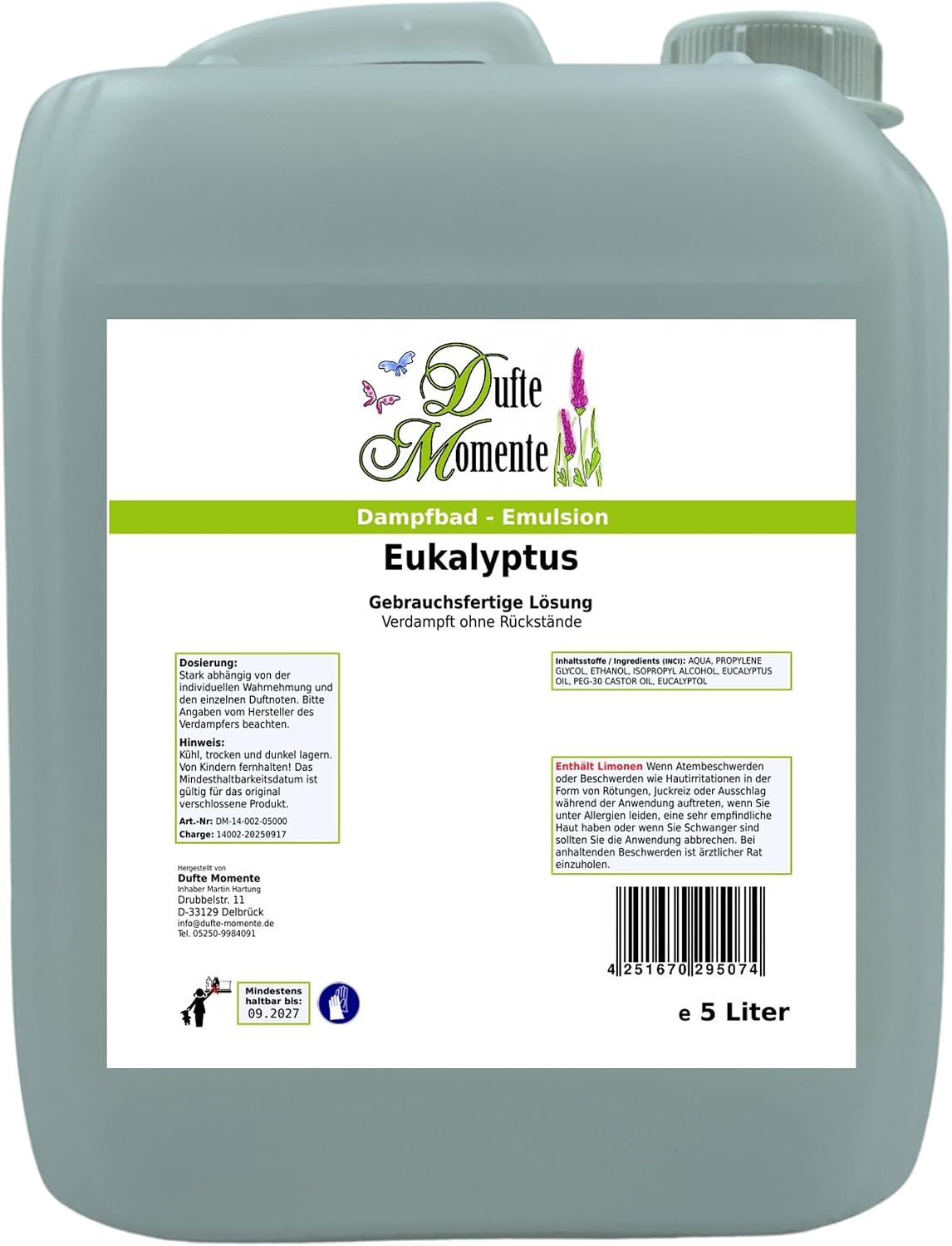 Dampfbad Emulsion Eukalyptus, 5 Liter
