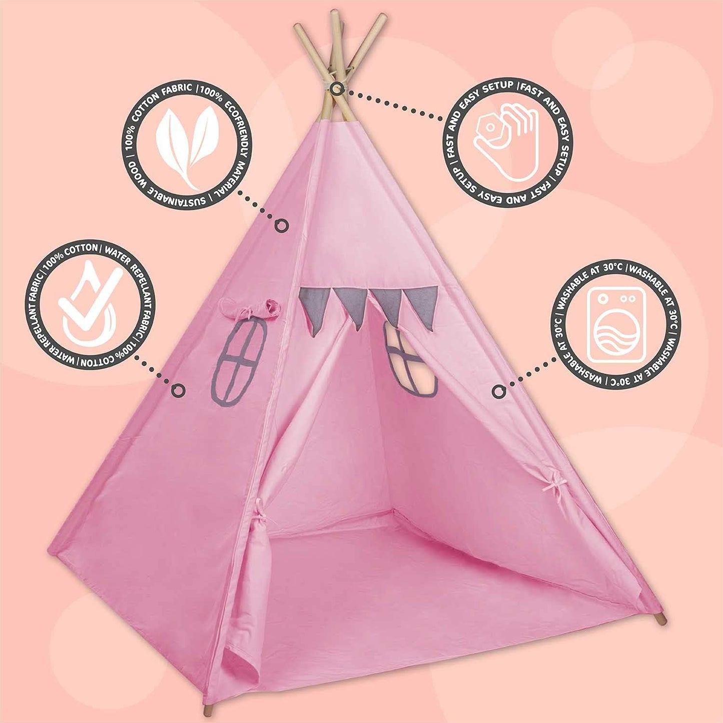 Pinkes Tipi Kinderspielzelt, Pink