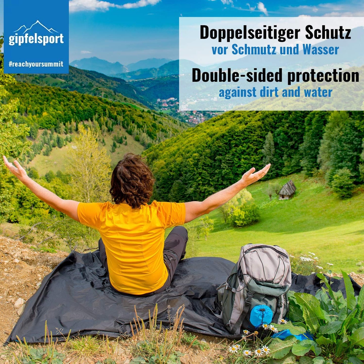 Outdoor-Picknickdecke, 200 x 140 cm, Schwarz