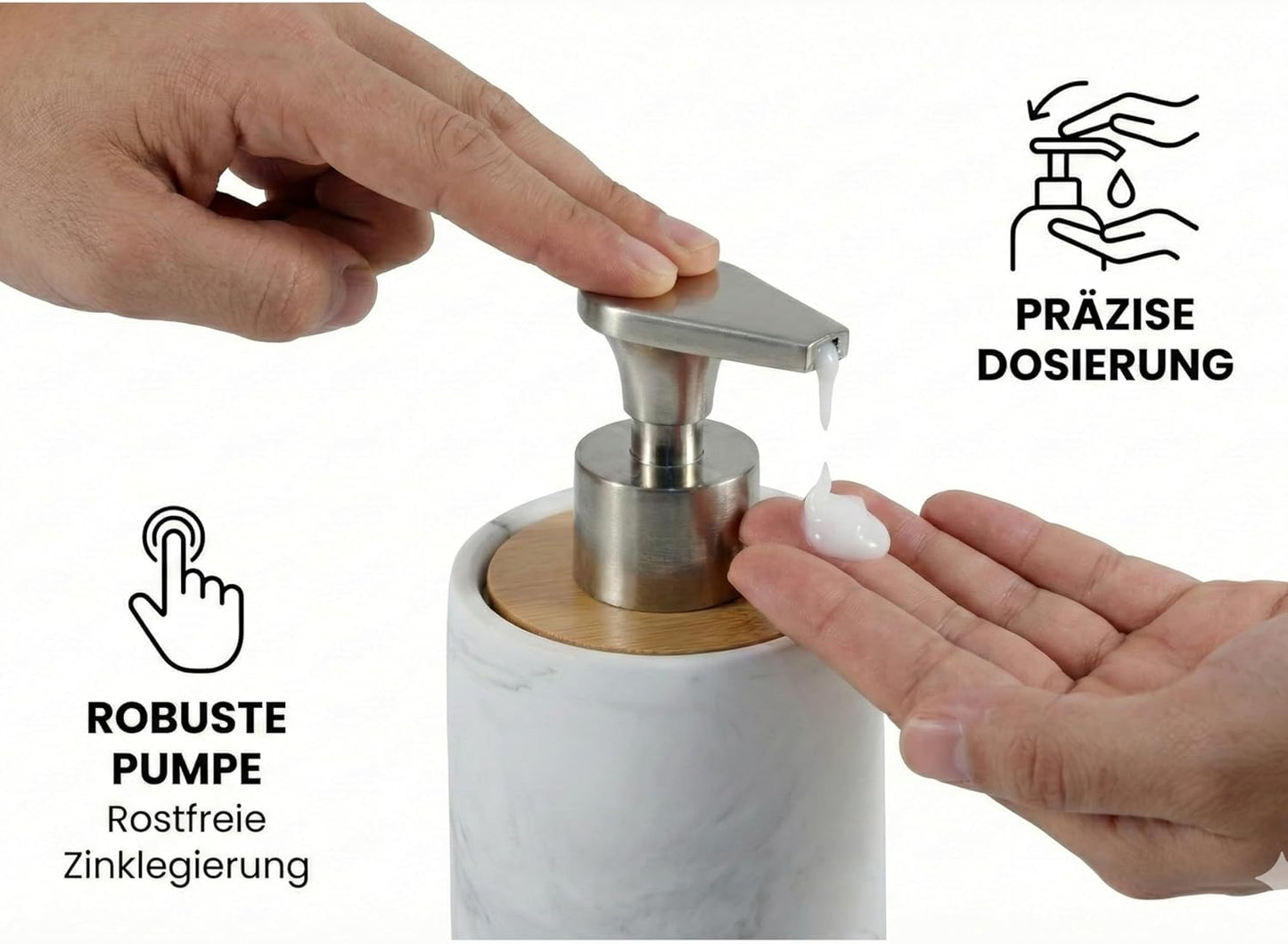 Badezimmer-Set 3-teilig (Seifenspender, Becher, Schale), Set 3 Marble