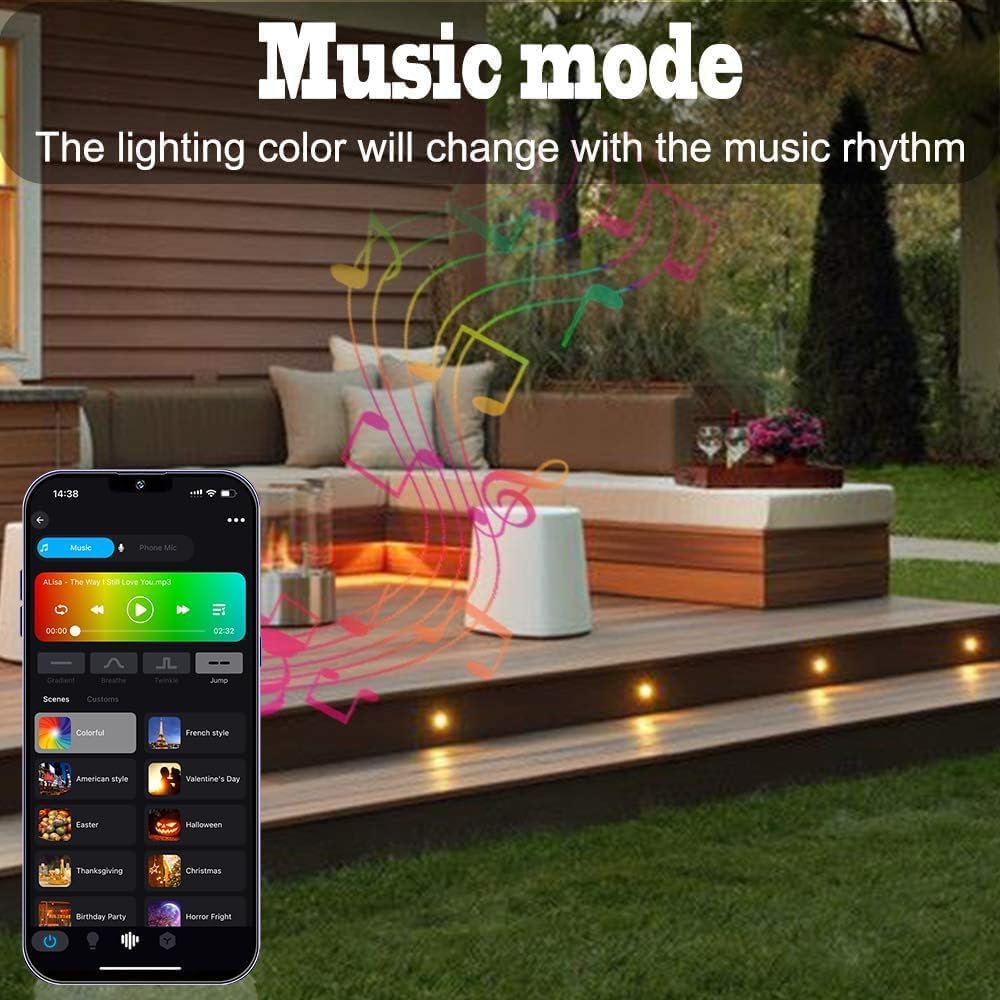 20er Terrasse Bodeneinbauleuchten-Set RGBWW mit App-Unterstützung, Rgbw + Wlan-controller, 20 pièces