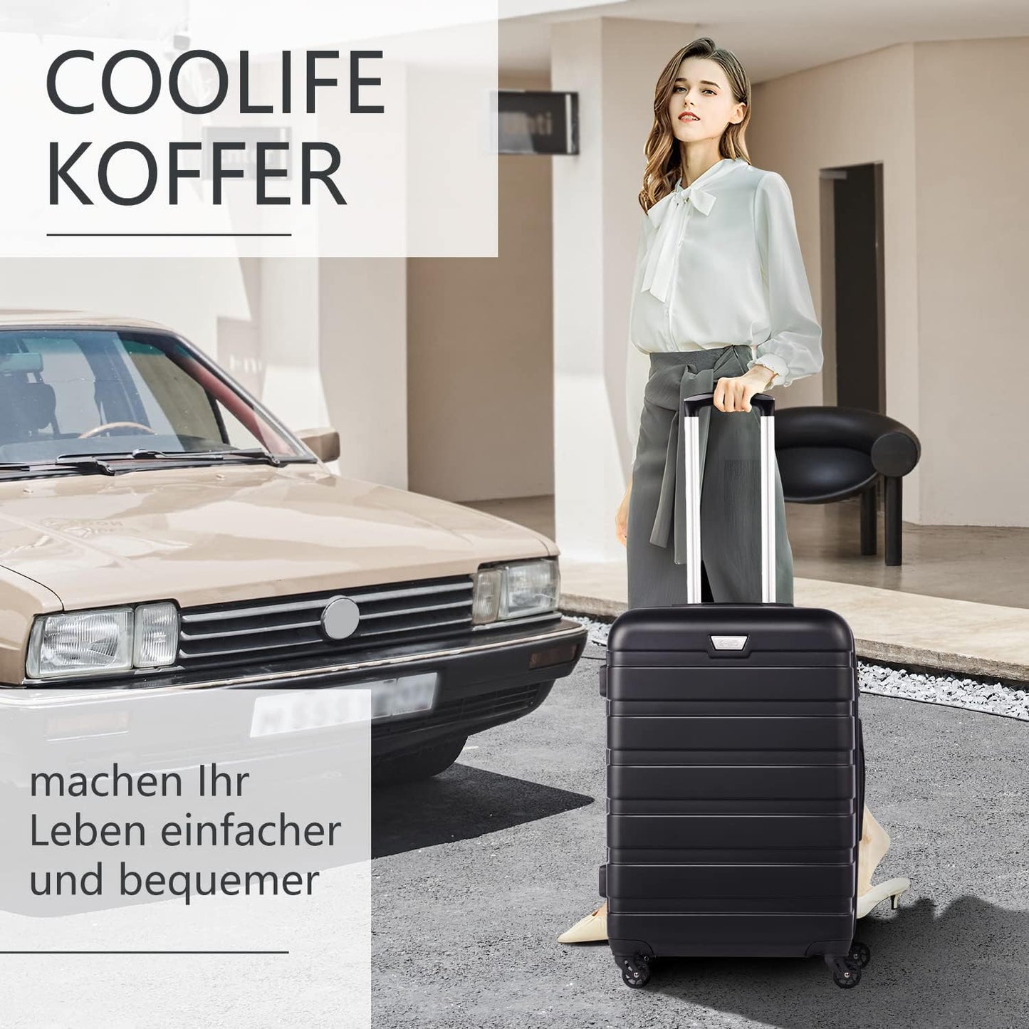 3-teiliges Hartschalenkoffer Set, Mondnacht Schwarz / Koffer-Set