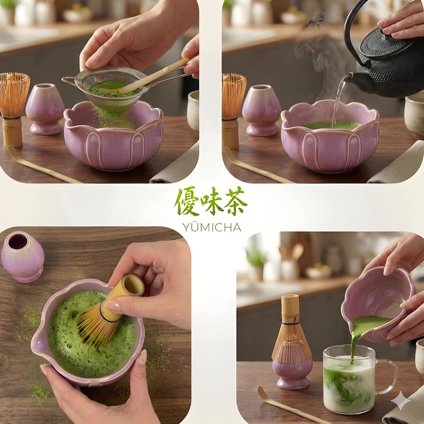 Matcha Tee-Set, Rosafarbener Service, Lotusrosa 10