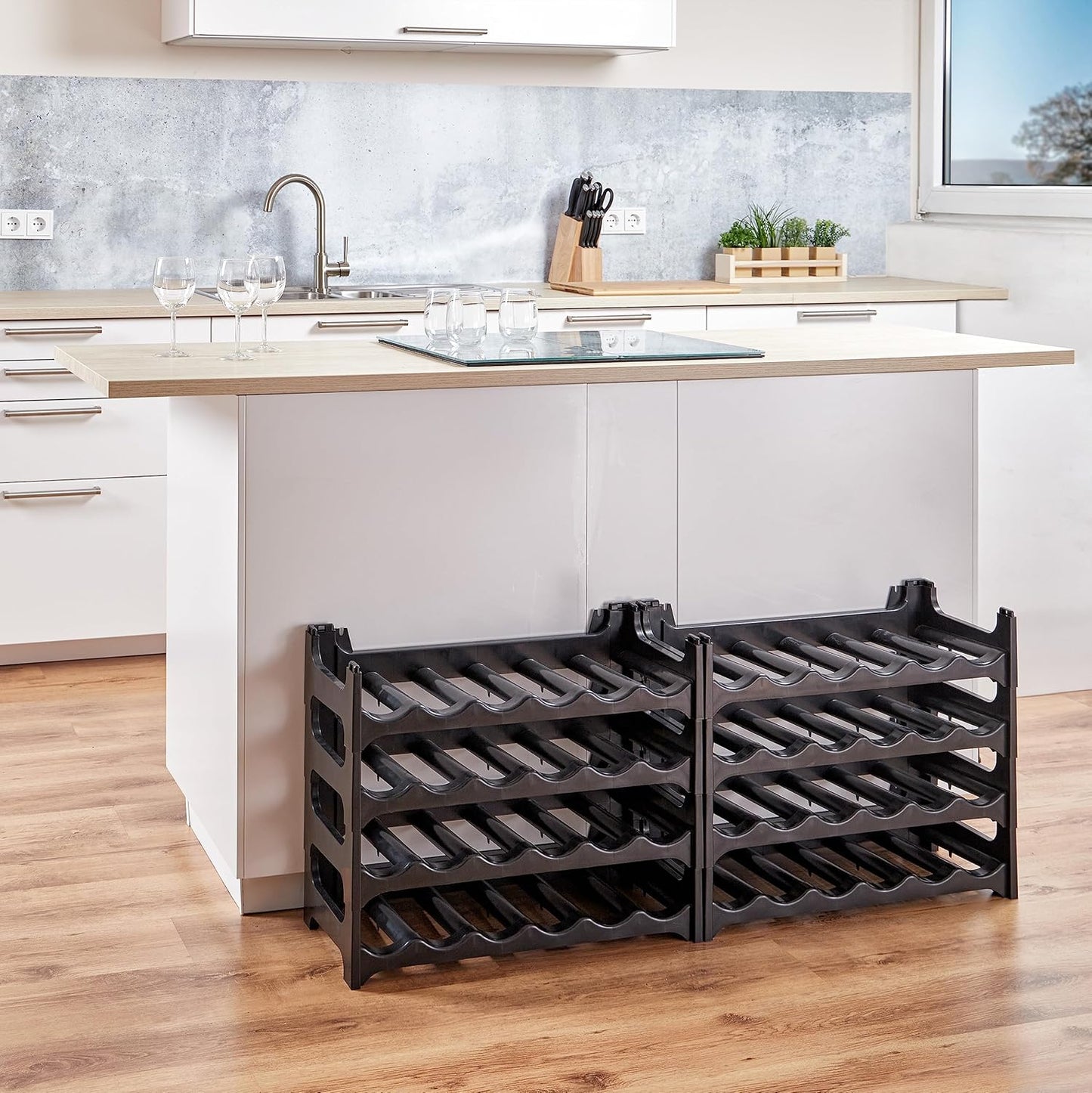 Modulares Flaschenregal für 48 Weinflaschen, 8 Module für 48 Flaschen