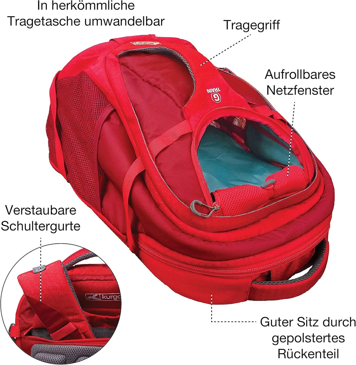 G-Train Hunderucksack, Reduzierte Verpackung / Rot