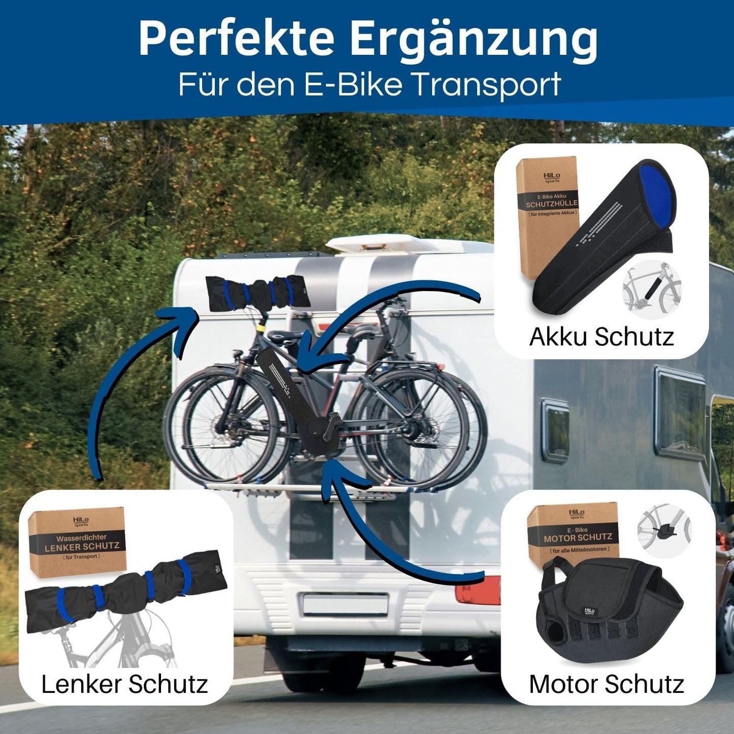 Lenkerschutzhülle wasserdicht für E-Bike-Lenker, Blau