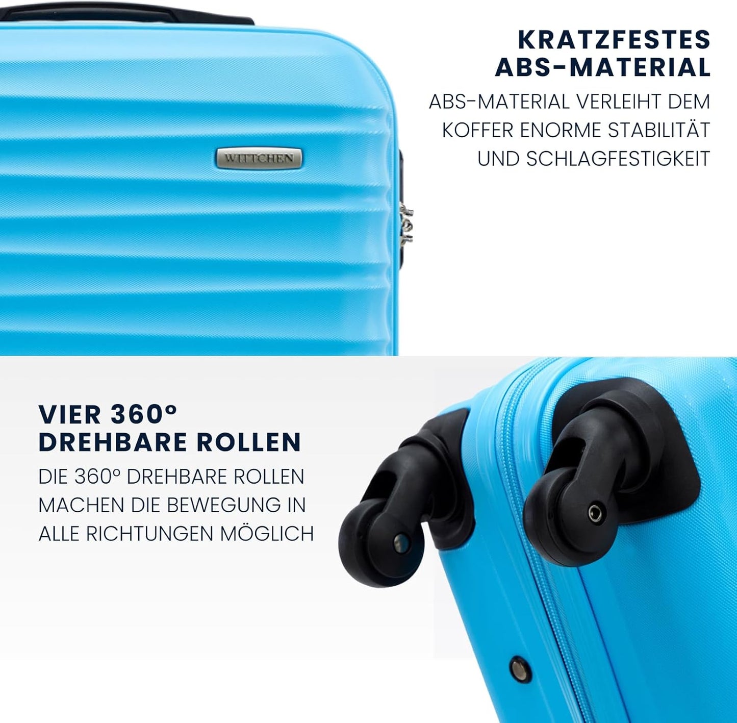 Hartschalen-Kabinenkoffer mit Zahlenschloss (Grösse S), Blau Handgepäck