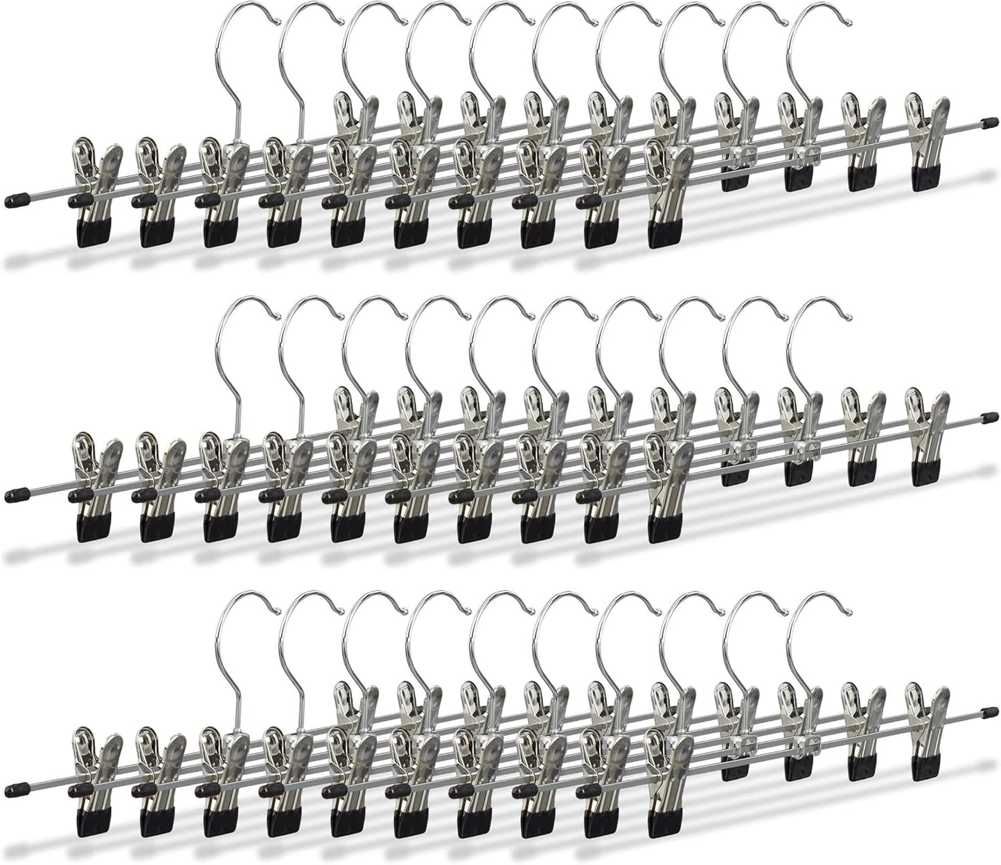 30er-Set Hosenbügel mit Klemmen, 1 Silber 30er Pack