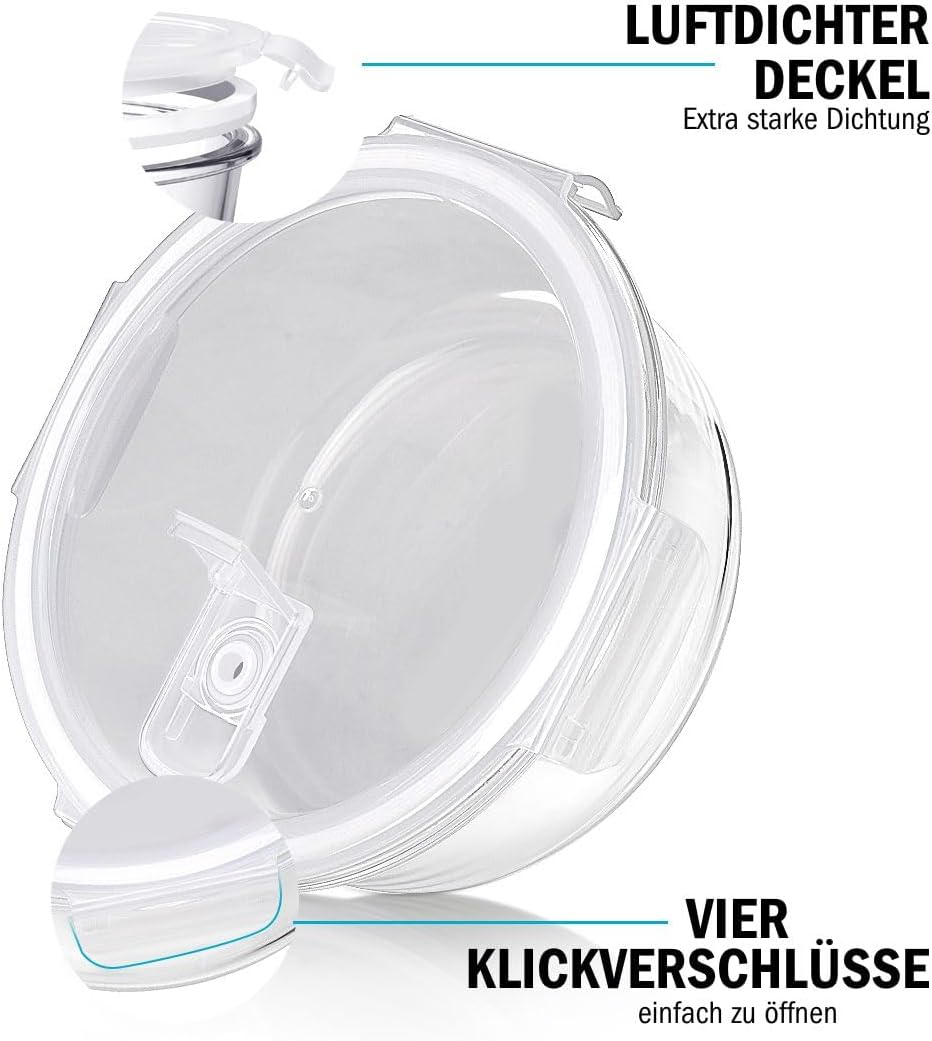 5-teiliges Glas-Frischhaltedosen-Set, luftdicht, Kreisförmig