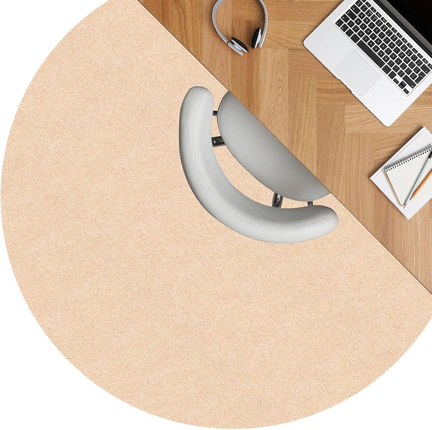 Runde Bodenschutzmatte für Bürostuhl, Rund 120 cm Creme